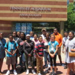 Cadets in front of the Tennessee Aquarium River Journey following their visit to UTC.