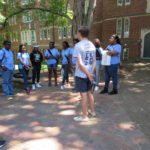 Cadets listen to the tour guide at Vanderbilt University.